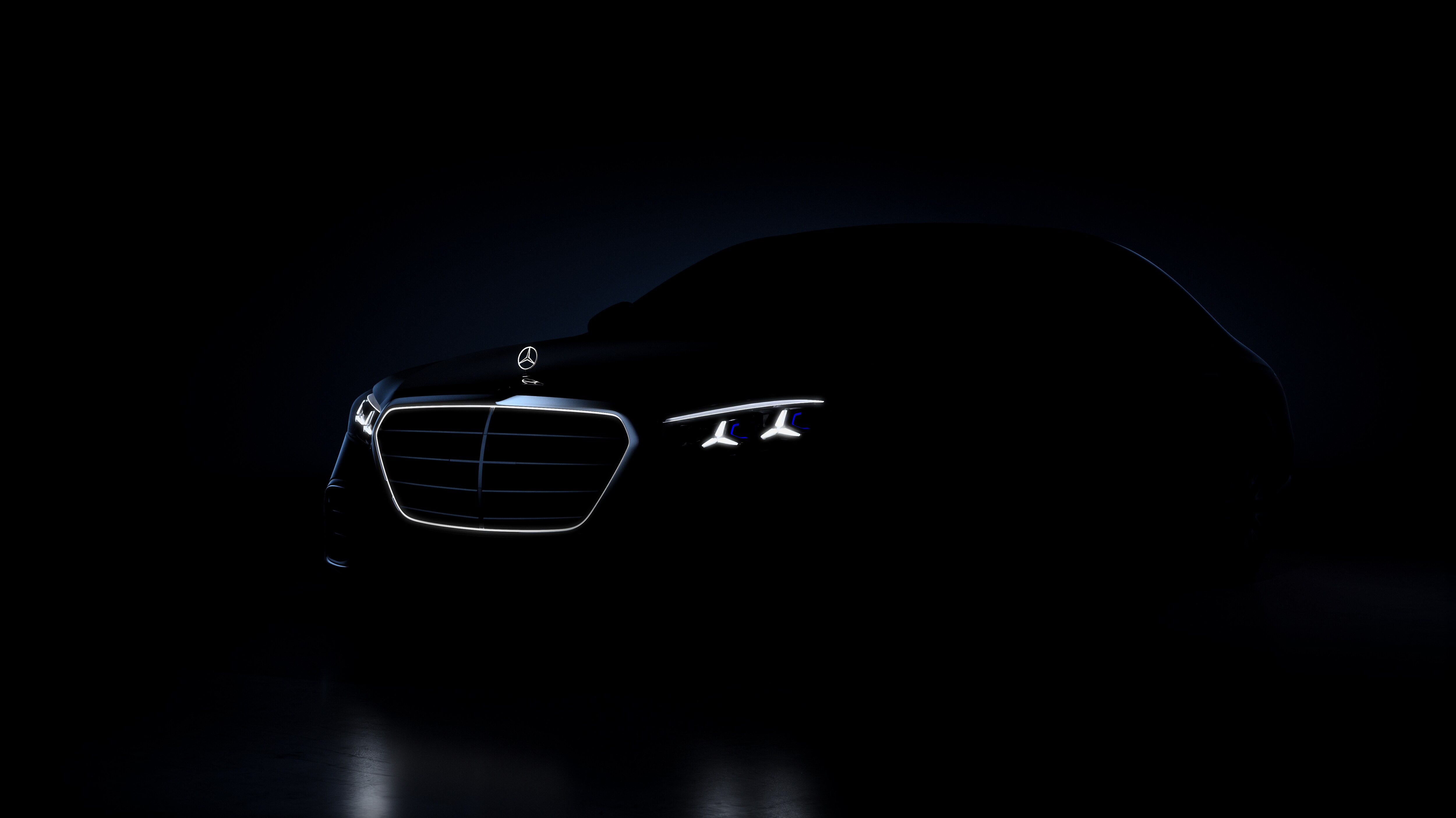 Teaser bild på nya Mercedes-Benz S-Klass före världspremiären