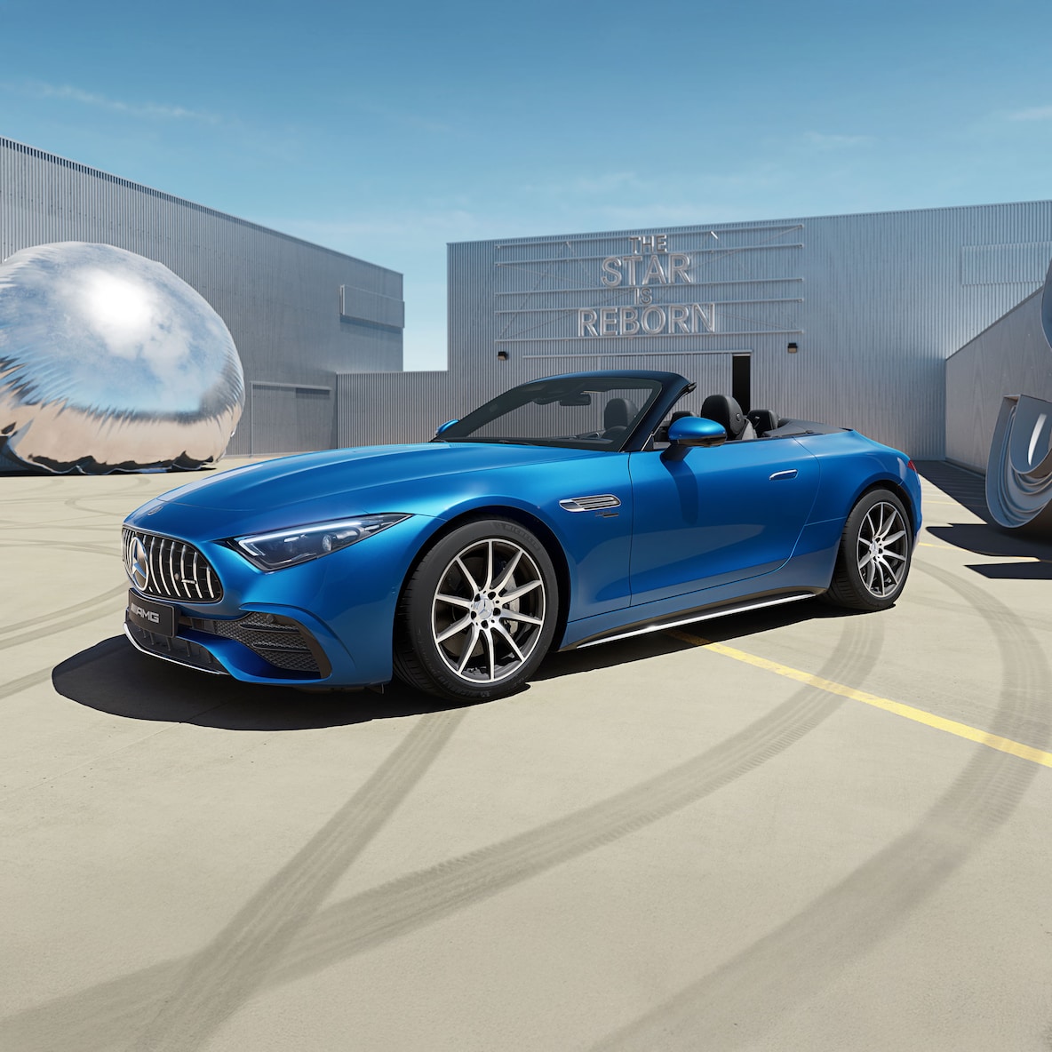 Exteriören hos Mercedes-AMG SL Roadster från sidan.