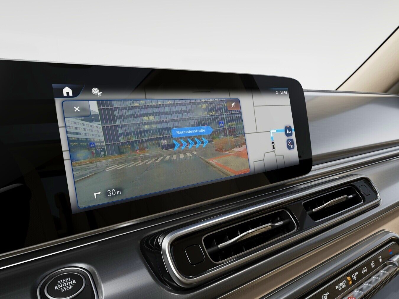 MBUX augmented reality för navigation i Mercedes-Benz V-Klass.