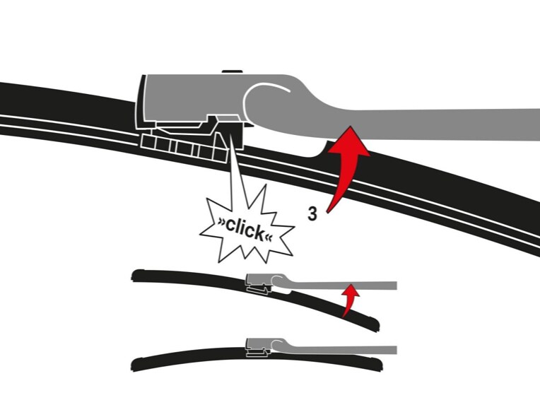  Illustration av att demonteringsläget på torkarbladet trycks på