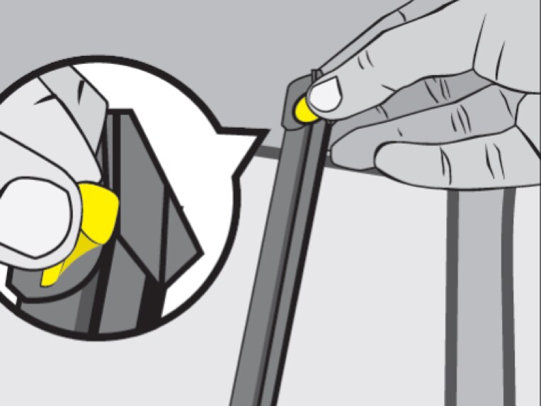 Illustration av en hand som drar av skyddsfolien från serviceindikeringen