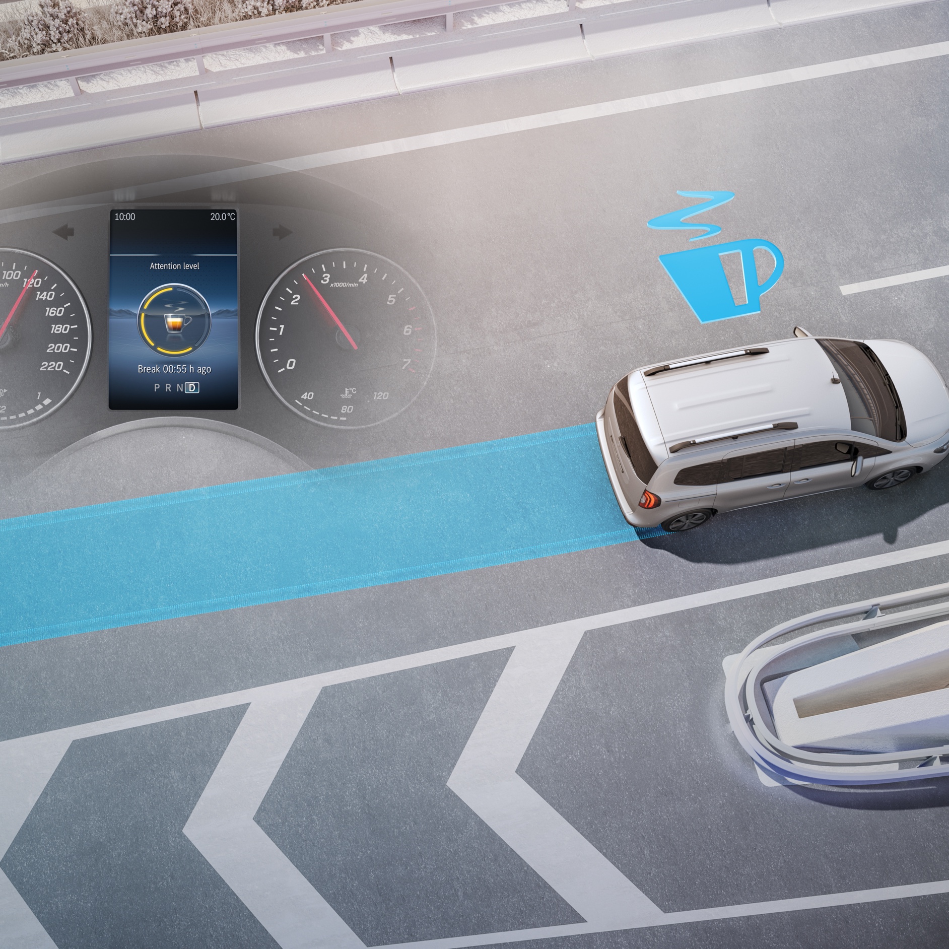 Säkerhet | Citan Skåpbil | Mercedes-Benz Transportbilar Systemet ATTENTION ASSIST i Mercedes-Benz Citan Skåpbil