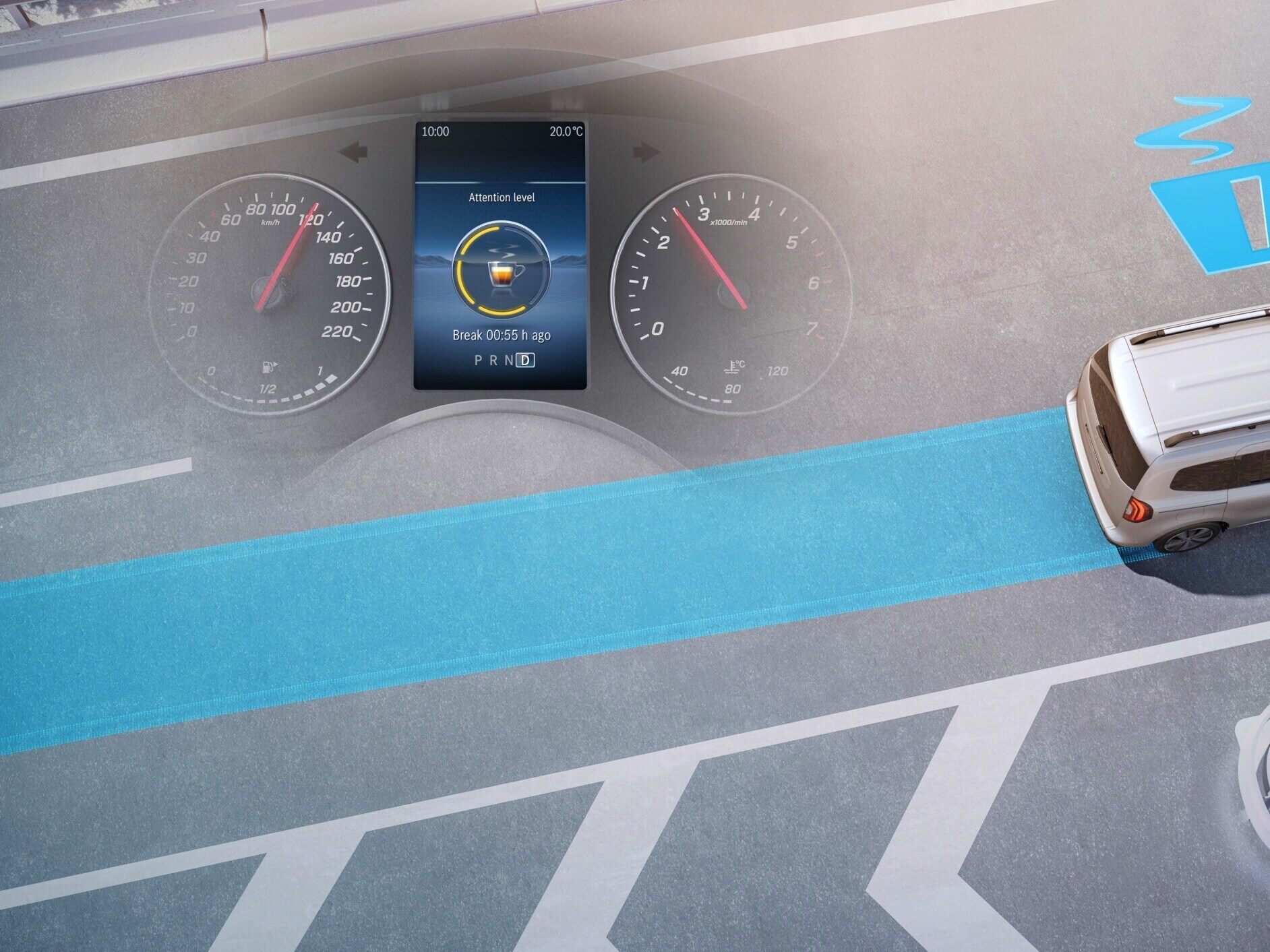 ATTENTION ASSIST-systemet i Mercedes-Benz eCitan skåpbil.