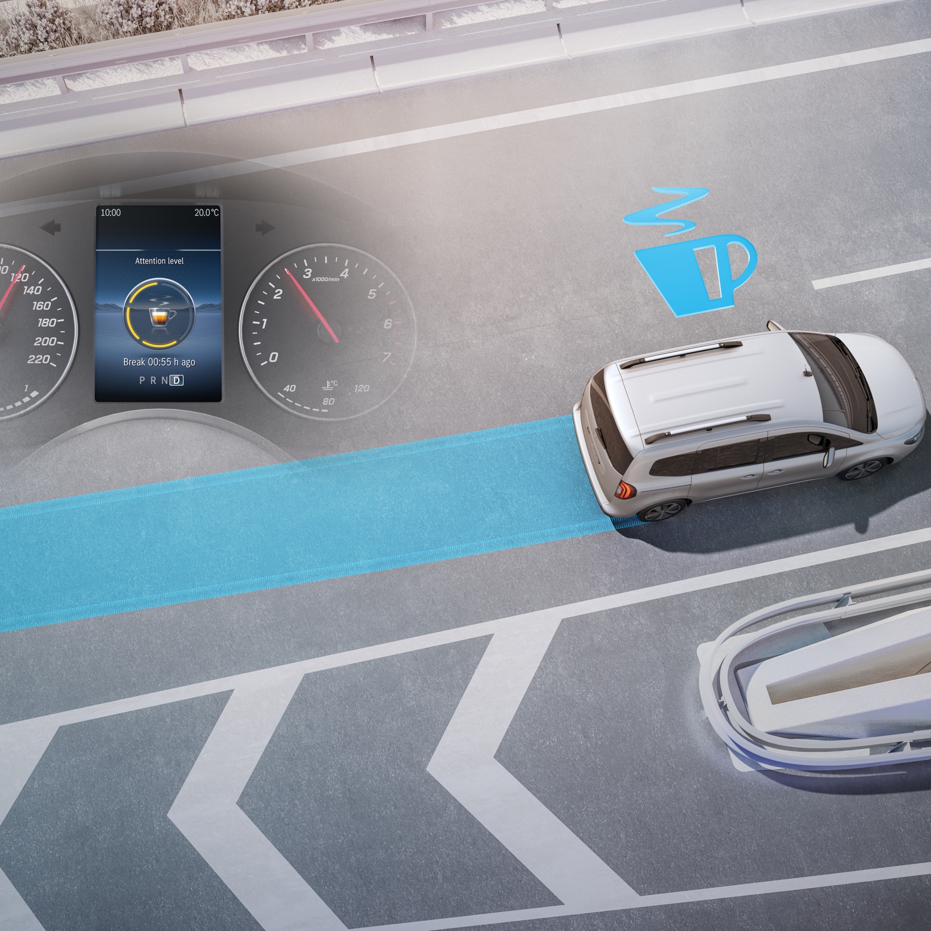 ATTENTION ASSIST | eCitan Tourer | Mercedes-Benz ATTENTION ASSIST-systemet i Mercedes-Benz eCitan Tourer.