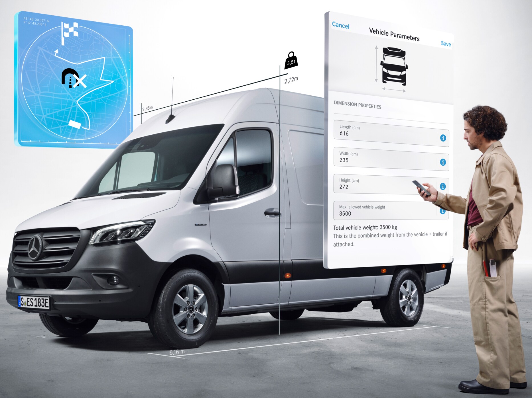 Digitala tjänster för Mercedes-Benz eSprinter chassi.