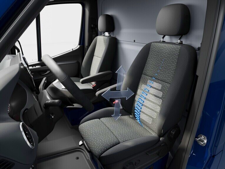 Svankstödet för förar- och passagersätet i Mercedes-Benz eSprinter Skåpbil