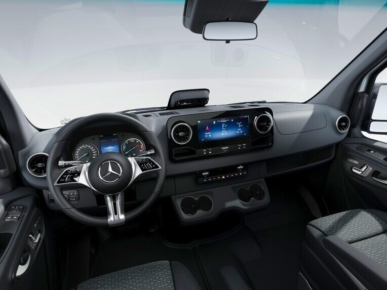 Förarhytten hos Mercedes-Benz eSprinter Skåpbil i designversion SELECT