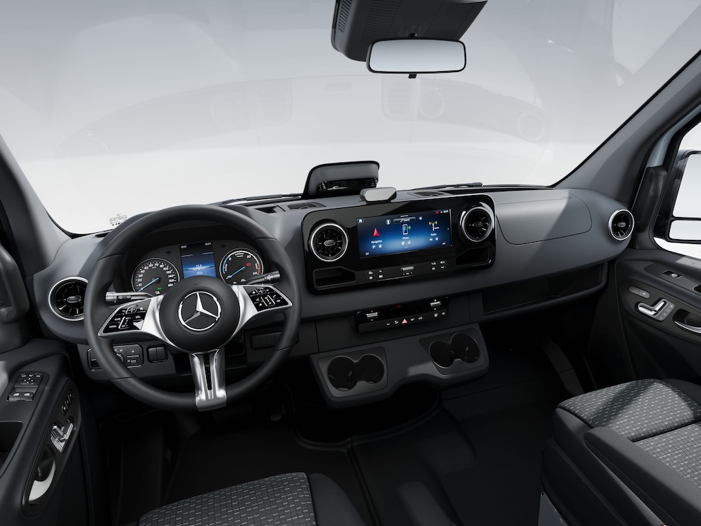 Förarhytten i Mercedes-Benz eSprinter Chassi.