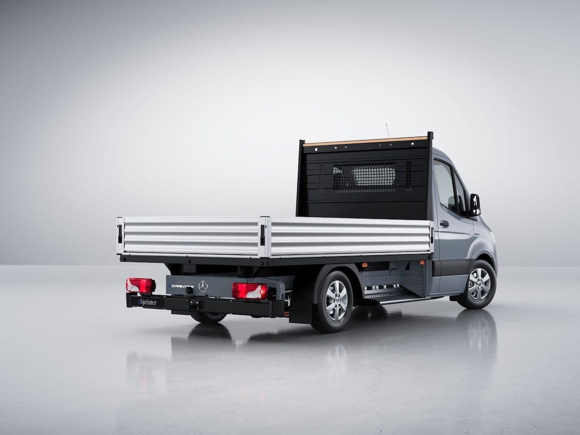 Mercedes-Benz eSprinter Chassi som flakbil.