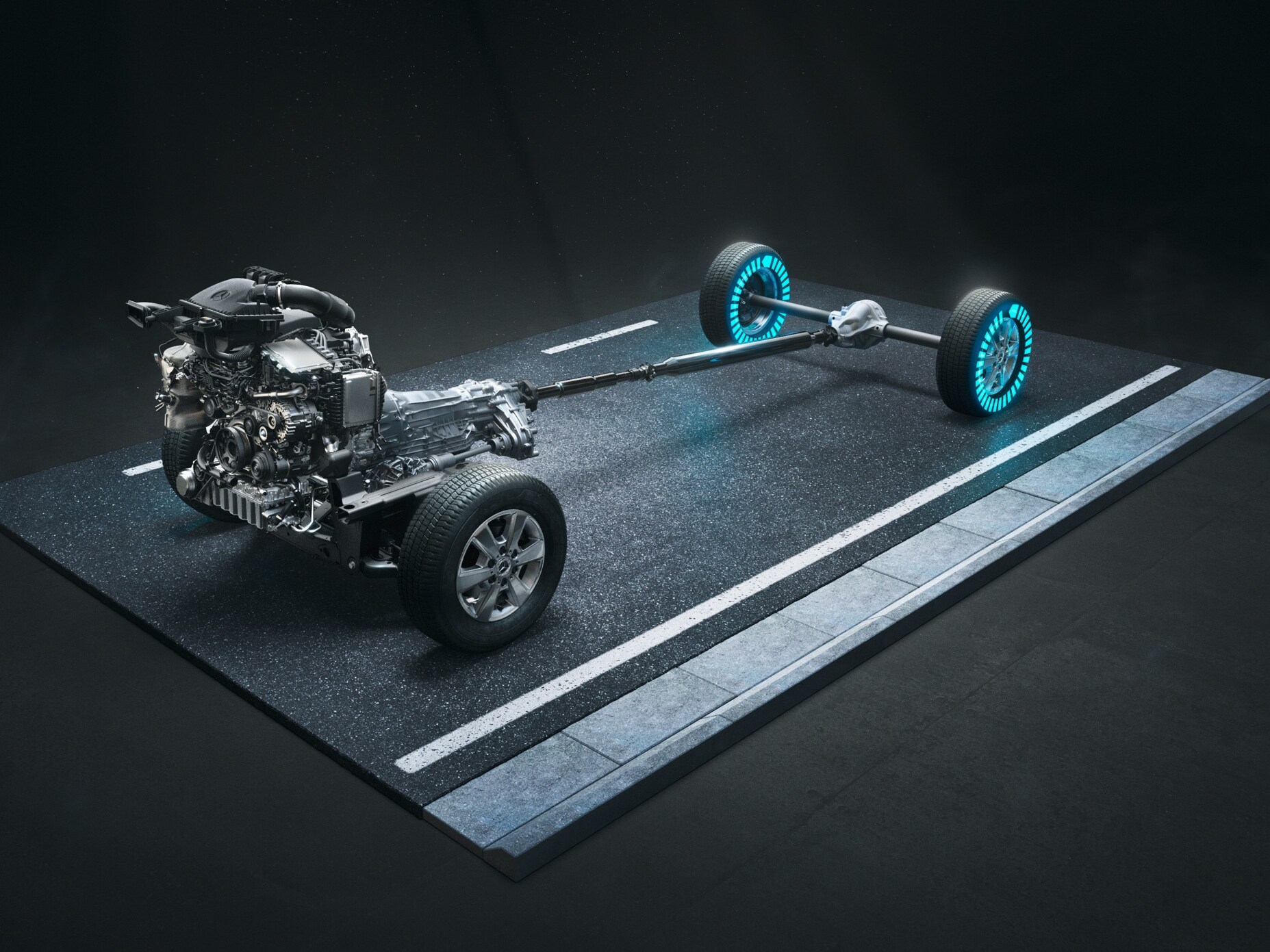 Fyrhjulsdrift 4x4 med Torque-on-Demand hos Sprinter Flakbil