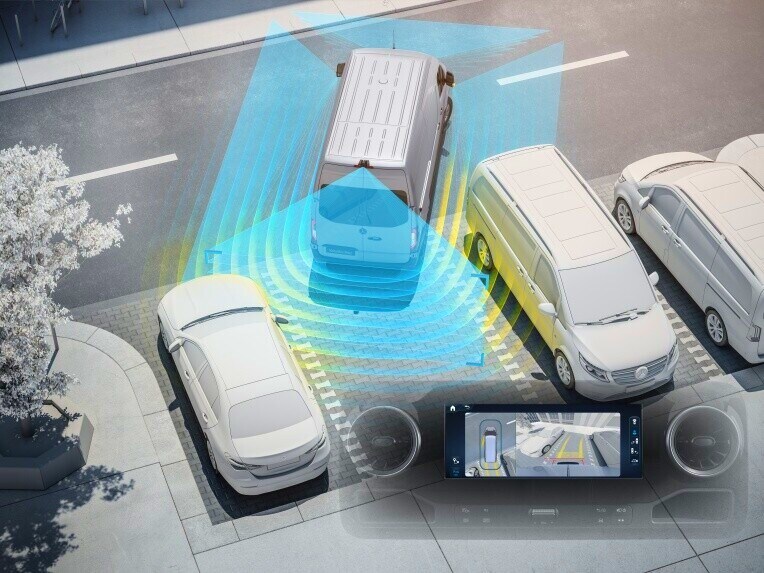 Parkeringspaketet med 360°-kamerasystem till Mercedes-Benz Sprinter Skåpbil