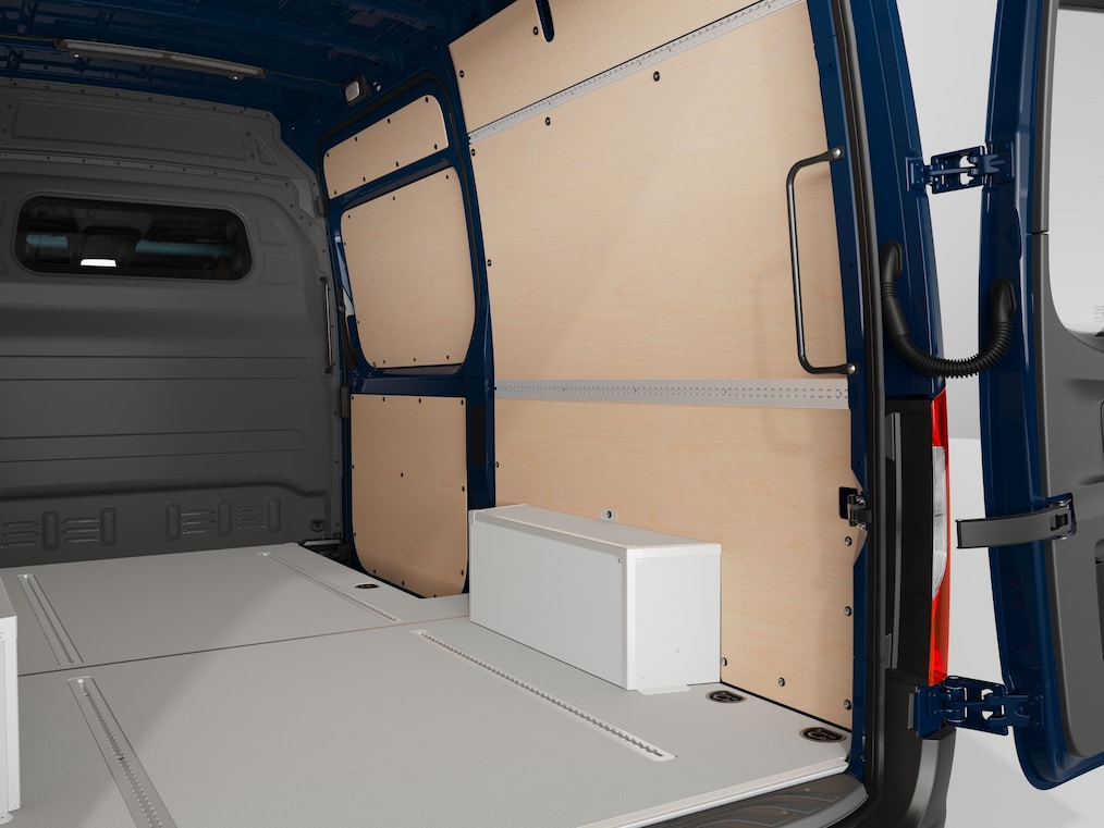 Lastutrymmet i Mercedes-Benz Sprinter Skåpbil.