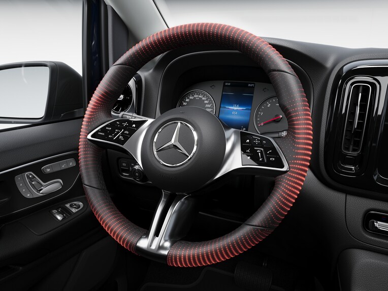 Illustration av den uppvärmda ratten i Mercedes-Benz eVito Tourer
