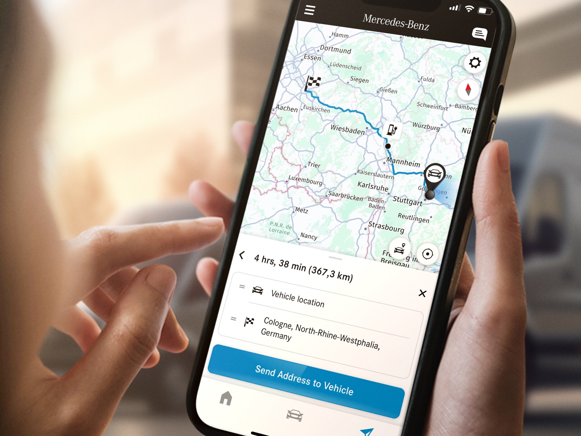 Navigationsrutt visas på en smartphone