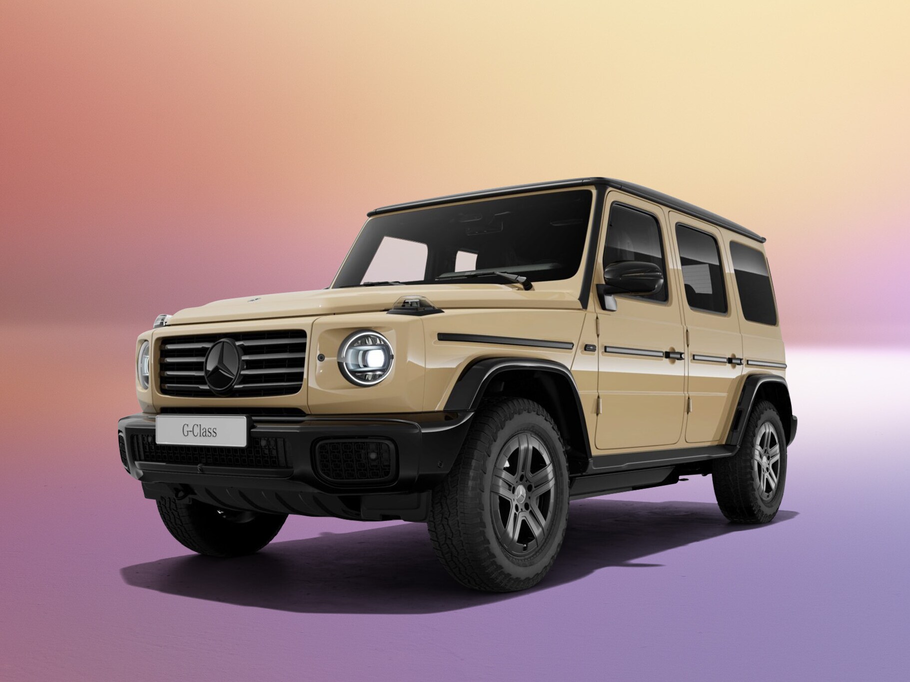 Mercedes-Benz elektriske G-Klass på skiftande ljus bakgrund