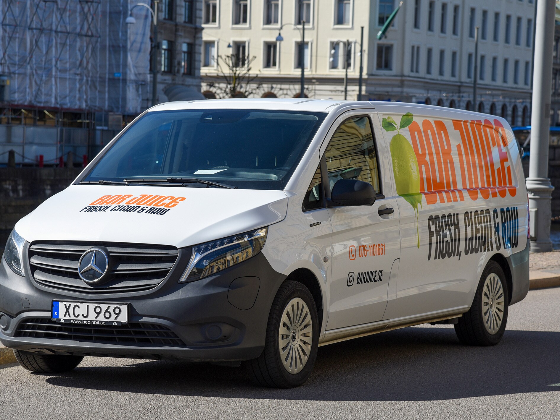 Mercedes-Benz eVito från Barjuice sedd framifrån
