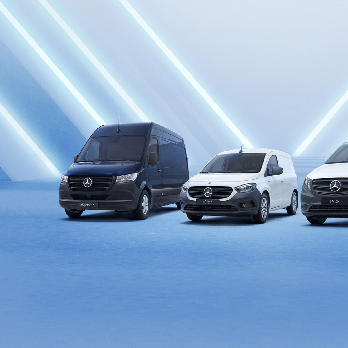 eSprinter, eVito och eCitan från Mercedes-Benz sida vid sida